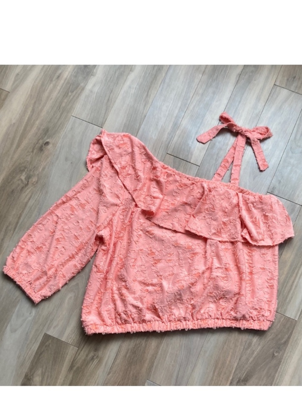 LC Lauren Conrad boho peachy texture ruffle neck boho top XXL